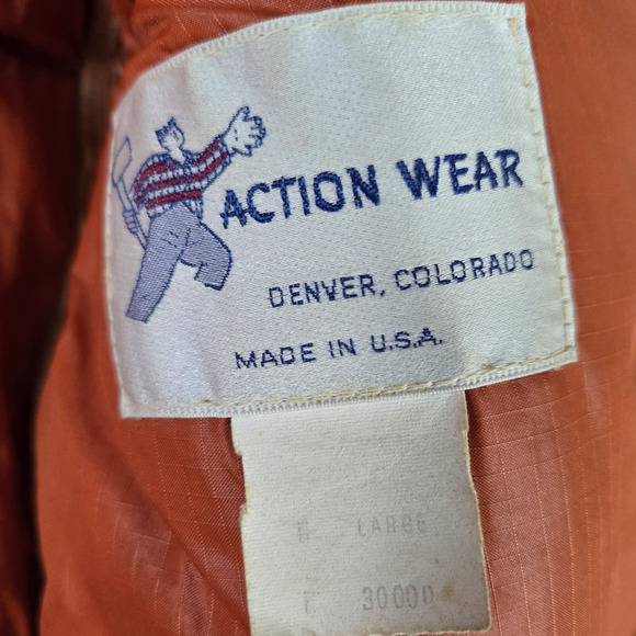 70s Vintage Beige Goose Down USA Made Full Zip Quilted Puffer Jacket Size Large - Picture 7 of 9